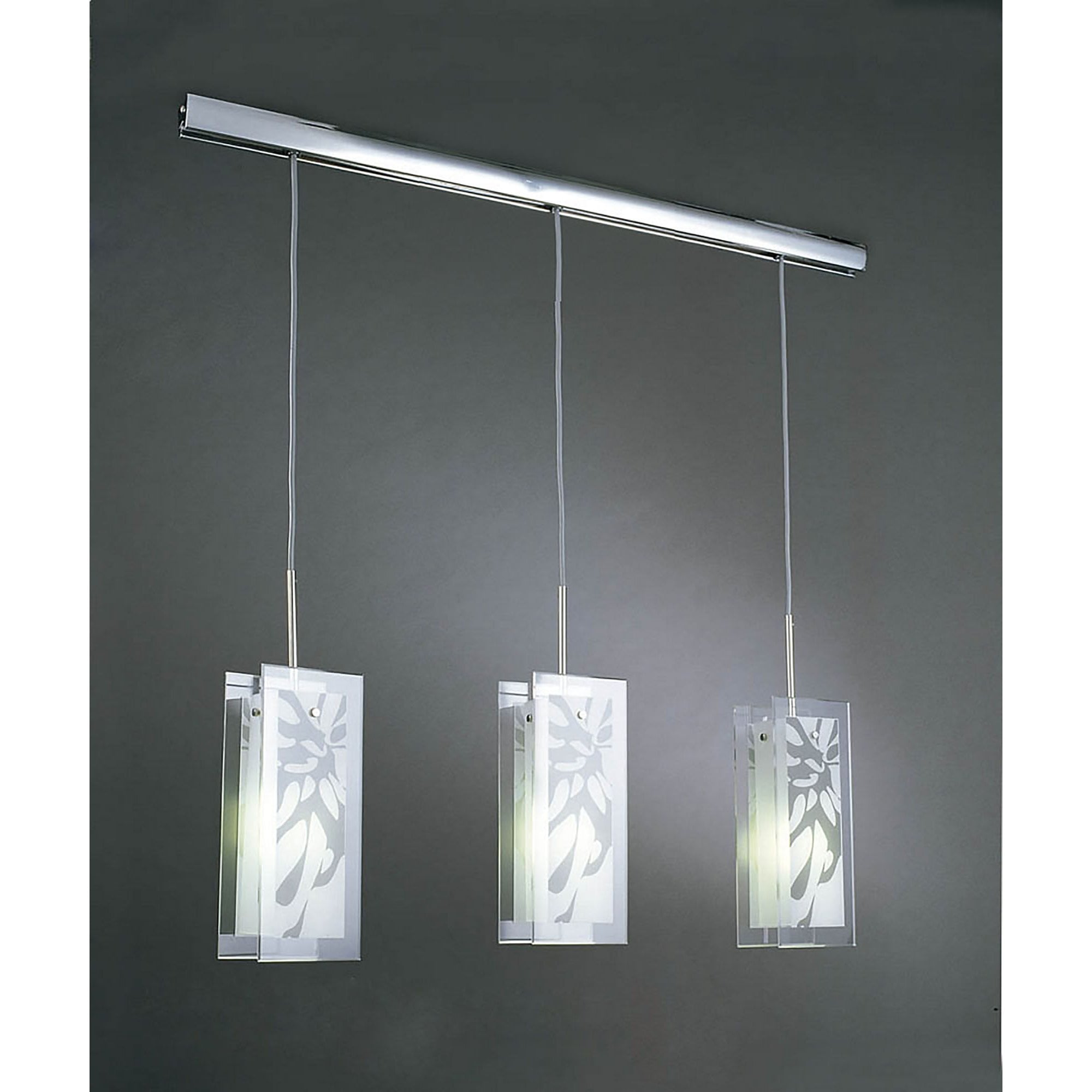 M8505/1 Euphoria Linear Pendant 3 Light Polished Chrome/Opal White Glass