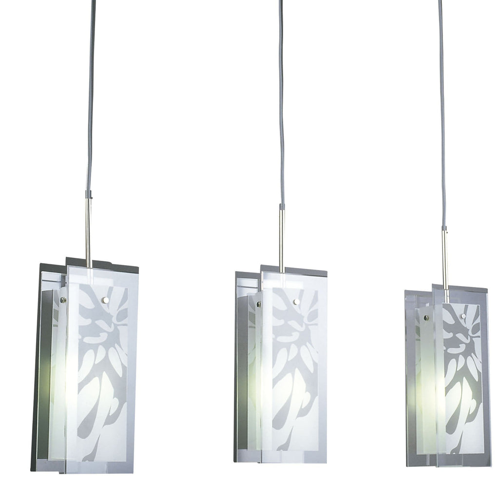 M8505/1 Euphoria Linear Pendant 3 Light Polished Chrome/Opal White Glass