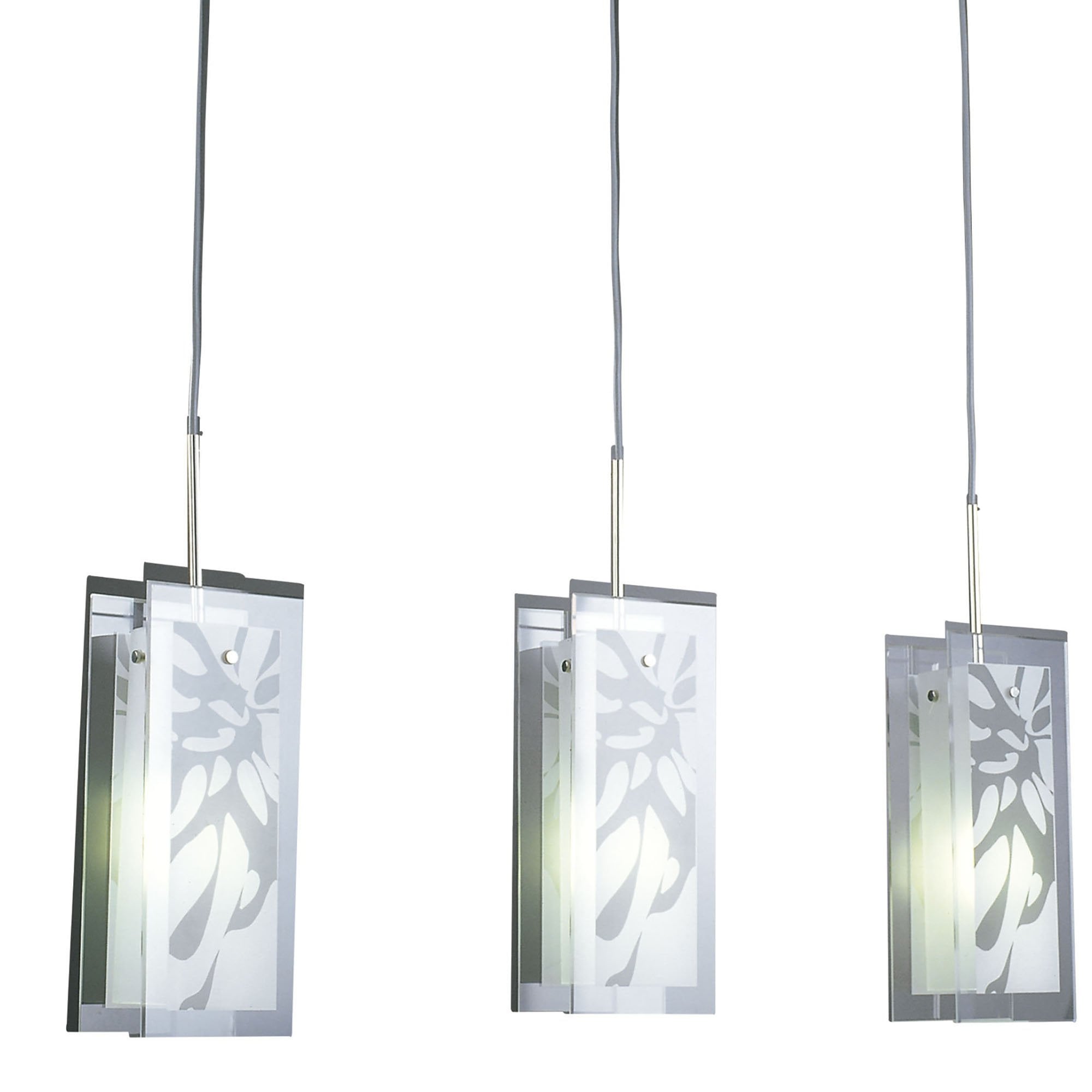 M8505/1 Euphoria Linear Pendant 3 Light Polished Chrome/Opal White Glass