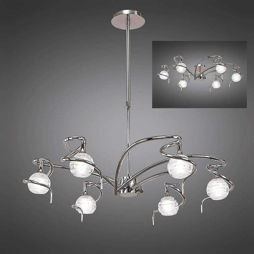 M0079 Dali Telescopic Pendant Convertible To Semi Flush 6 Light G9 Polished Chrome