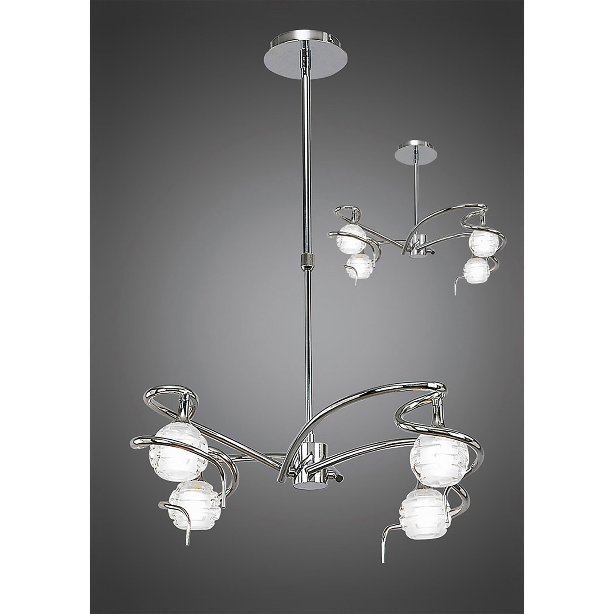 M0080 Dali Telescopic Pendant Convertible To Semi Flush 4 Light G9 Polished Chrome