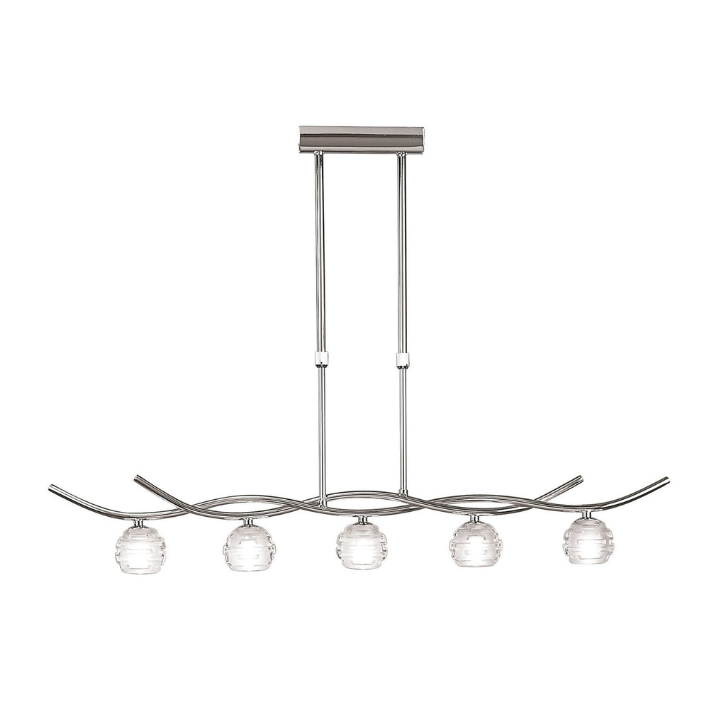 M0081 Dali Telescopic Pendant Line 5 Light G9 Polished Chrome