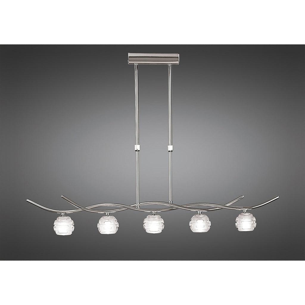 M0081 Dali Telescopic Pendant Line 5 Light G9 Polished Chrome
