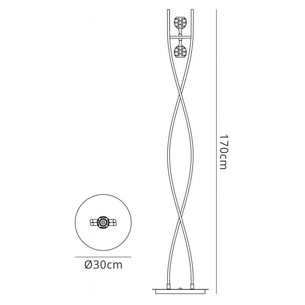 M0101PB Dali Floor Lamp 2 Light G9 Polished Brass