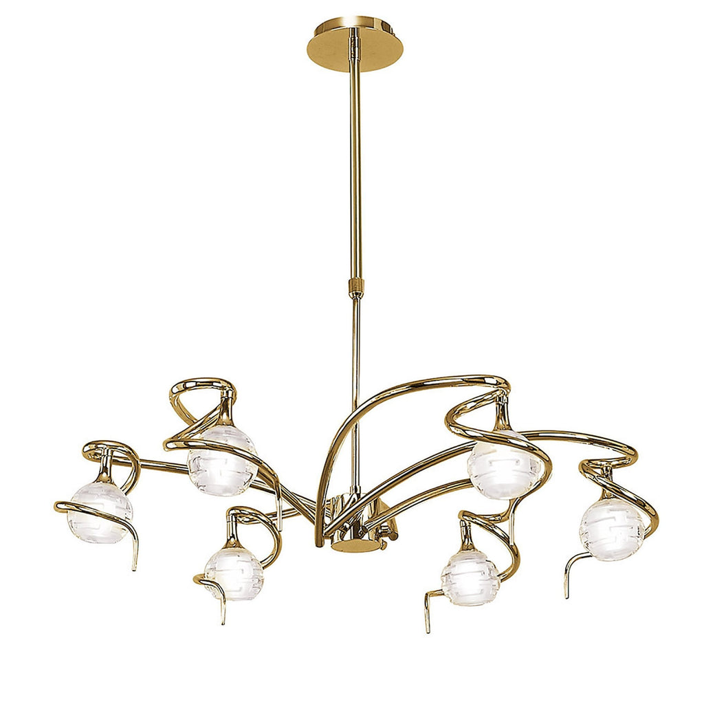 M0079PB Dali Telescopic Pendant Convertible To Semi Flush 6 Light G9 Polished Brass