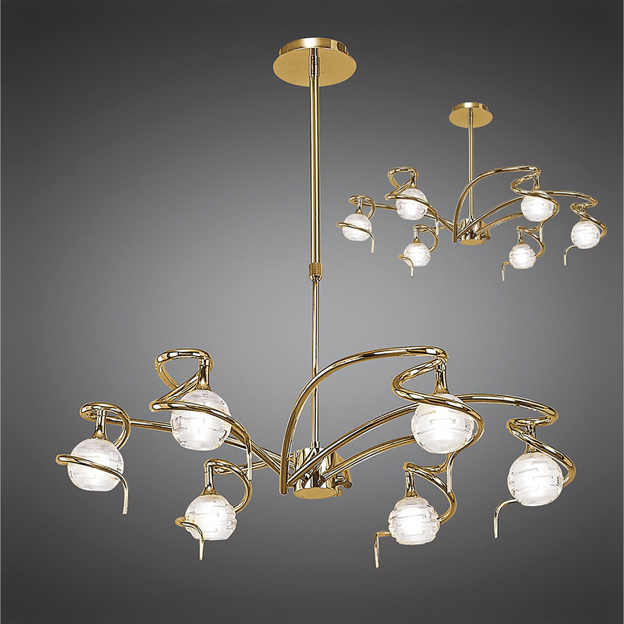 M0079PB Dali Telescopic Pendant Convertible To Semi Flush 6 Light G9 Polished Brass