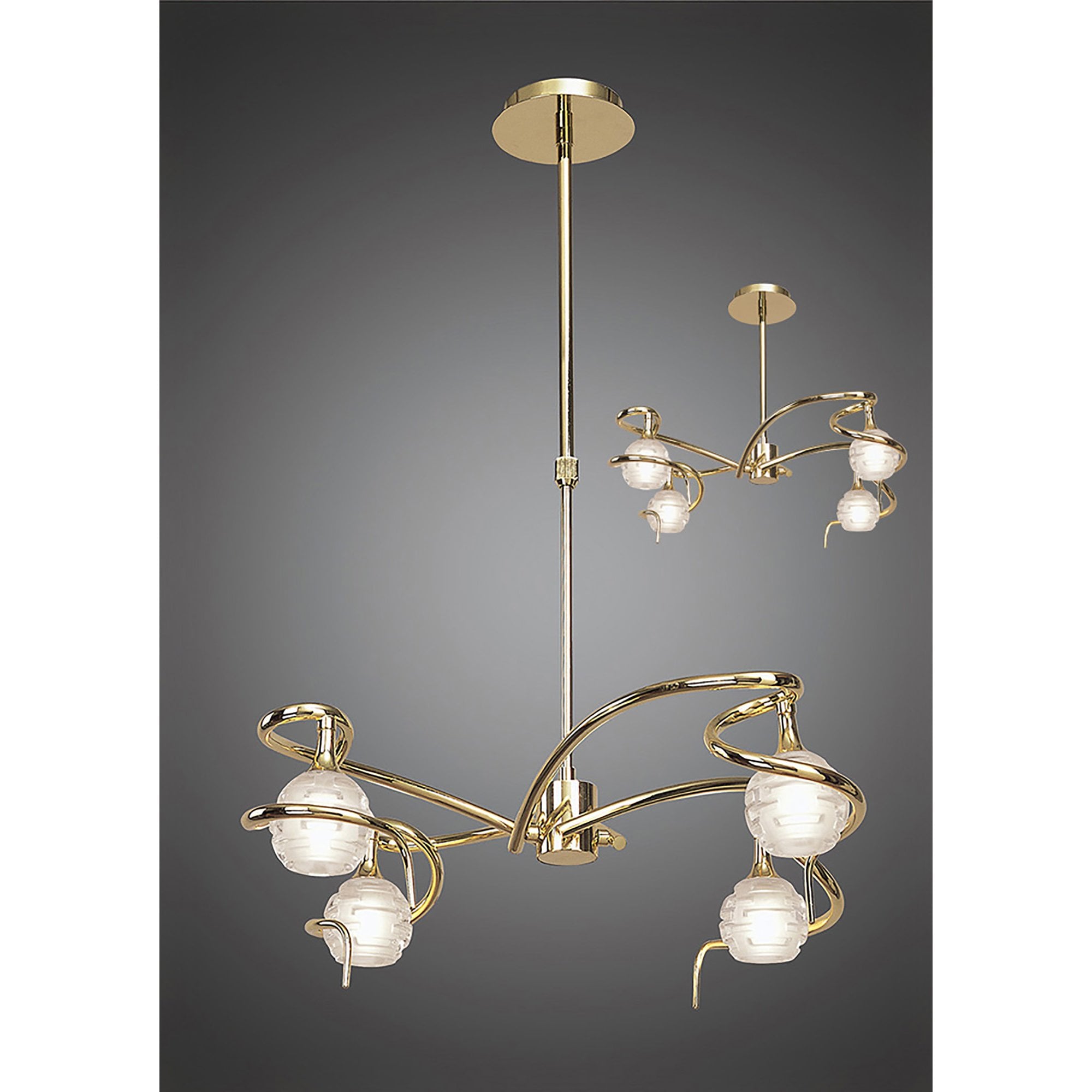 M0080PB Dali Telescopic Pendant Convertible To Semi Flush 4 Light G9 Polished Brass