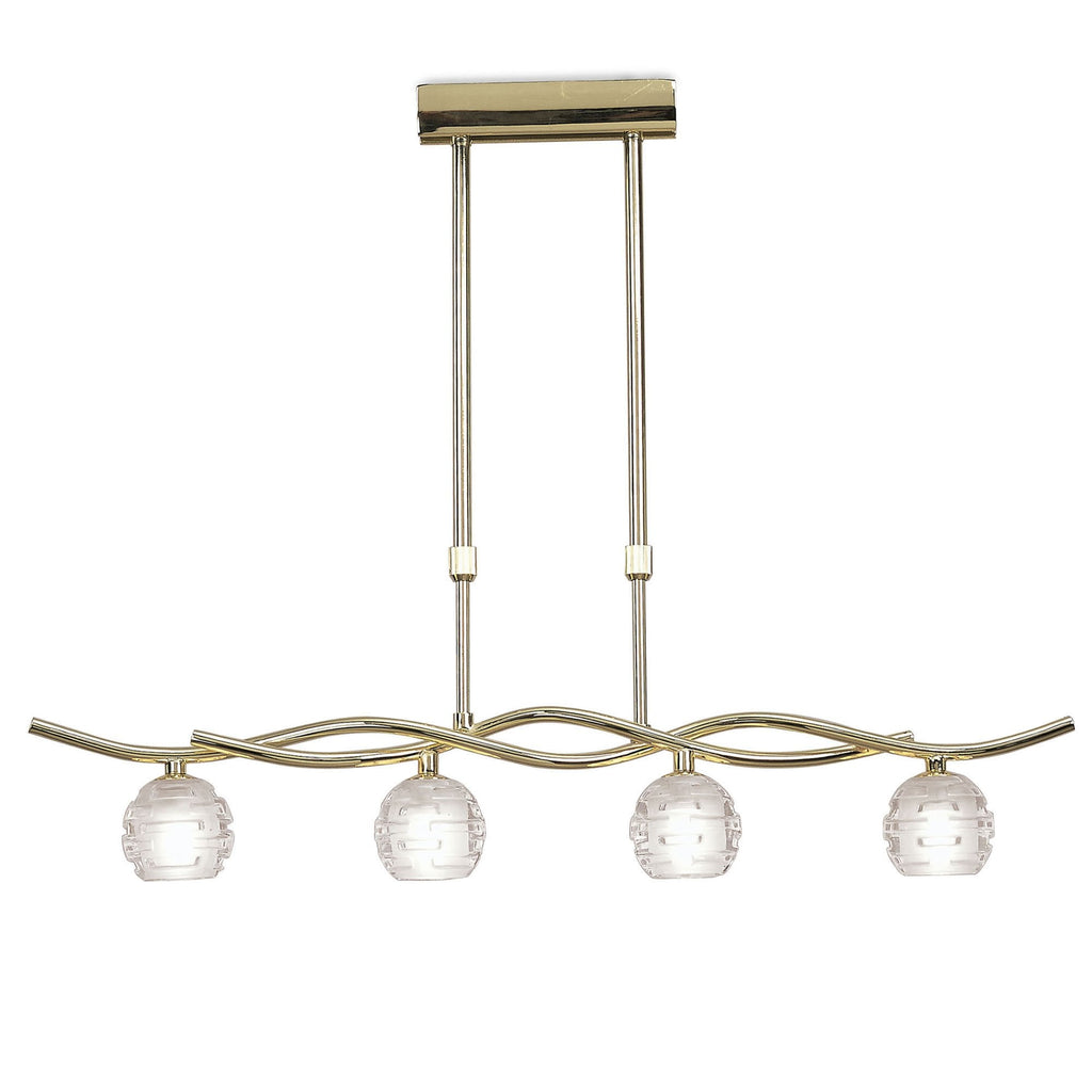 M0082PB Dali Telescopic Linear Pendant Line 4 Light G9 Polished Brass