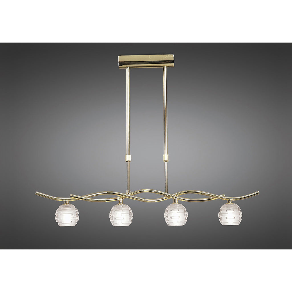 M0082PB Dali Telescopic Linear Pendant Line 4 Light G9 Polished Brass