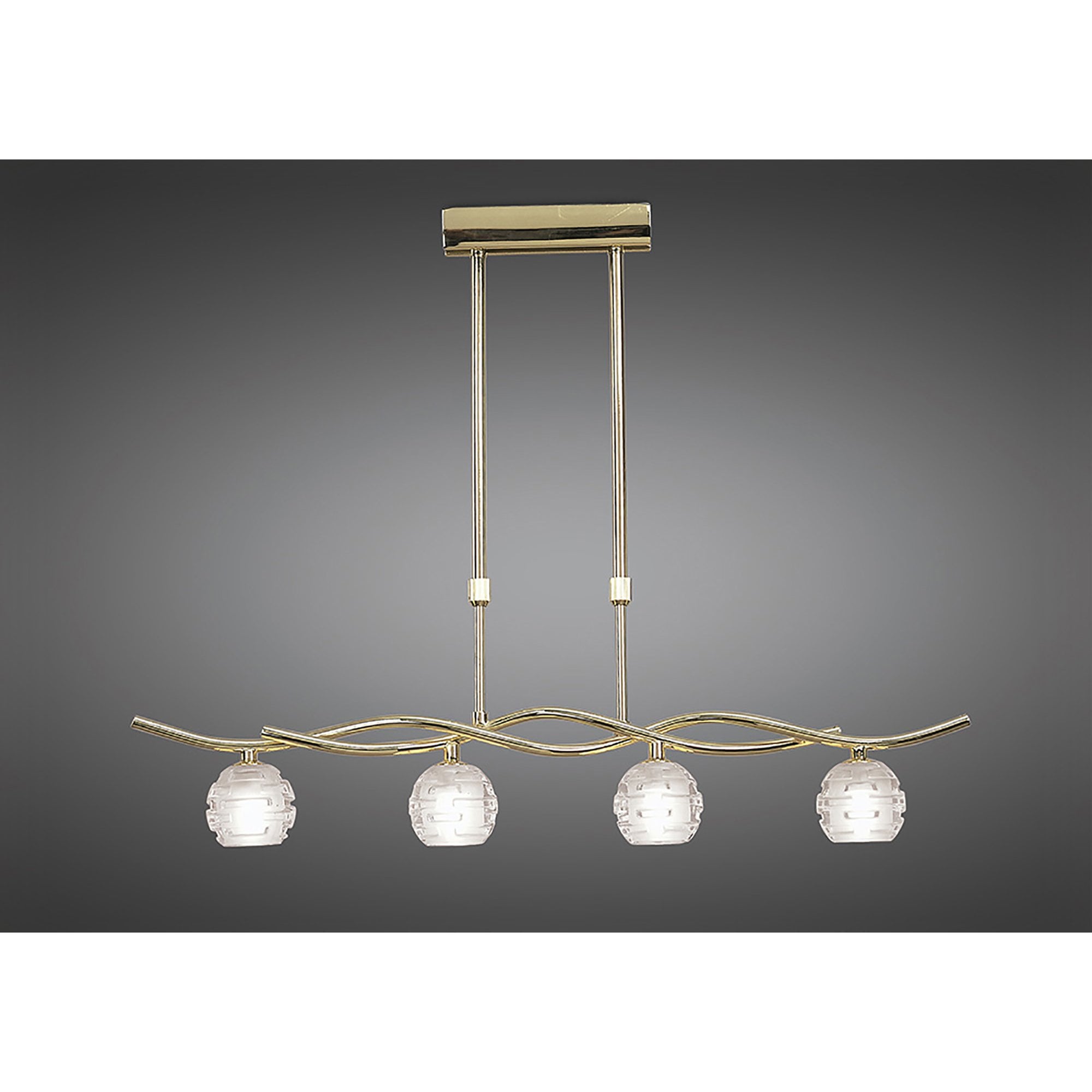 M0082PB Dali Telescopic Linear Pendant Line 4 Light G9 Polished Brass