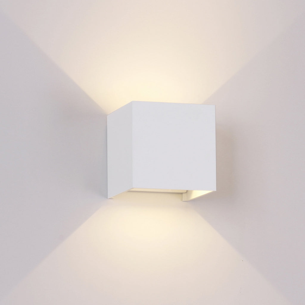 M6521 Davos Outdoor Square Wall Lamp 2 x 6W LED Sand White