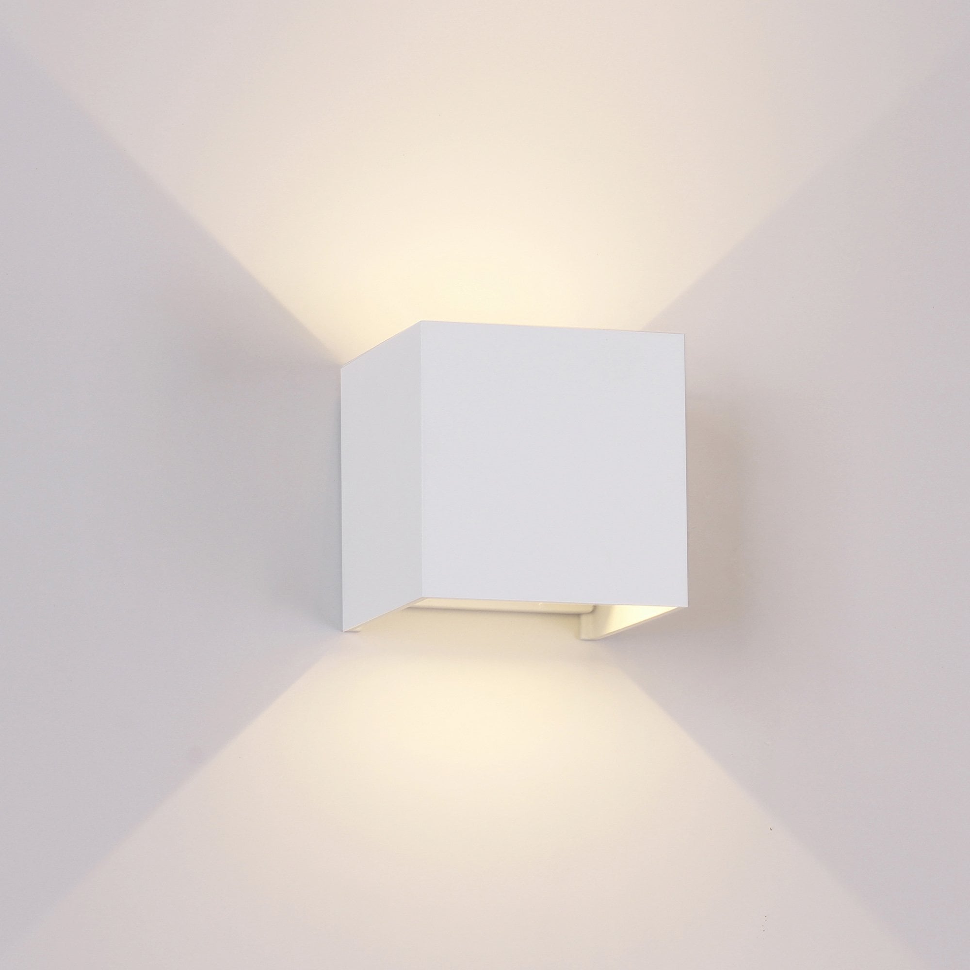 M6521 Davos Outdoor Square Wall Lamp 2 x 6W LED Sand White