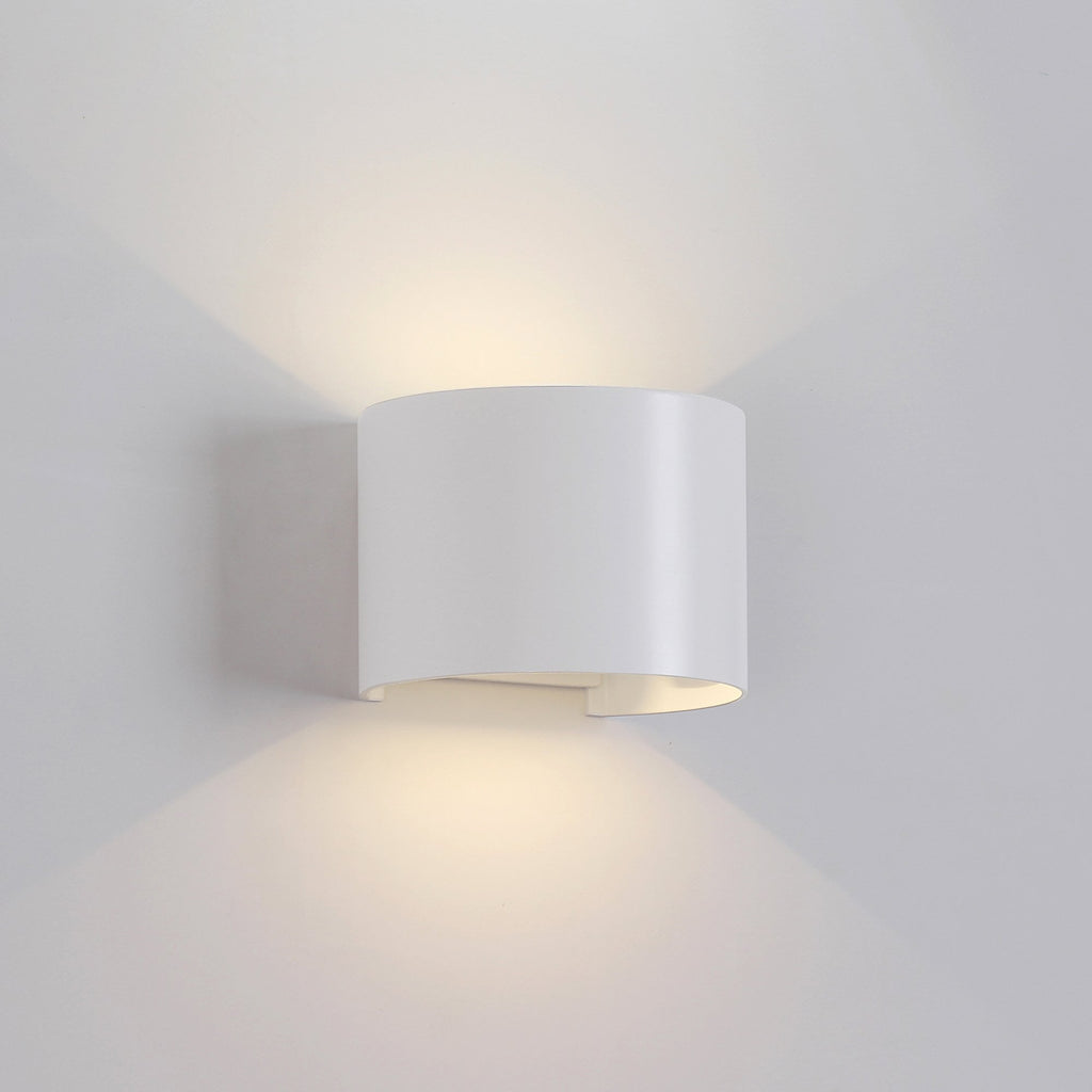 M6523 Davos Outdoor Round Wall Lamp 2 x 6W LED Sand White