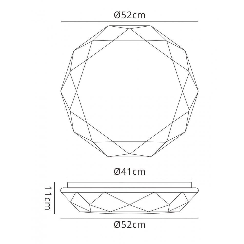 M5112 Diamante Flush Ceiling 30W LED White Acrylic