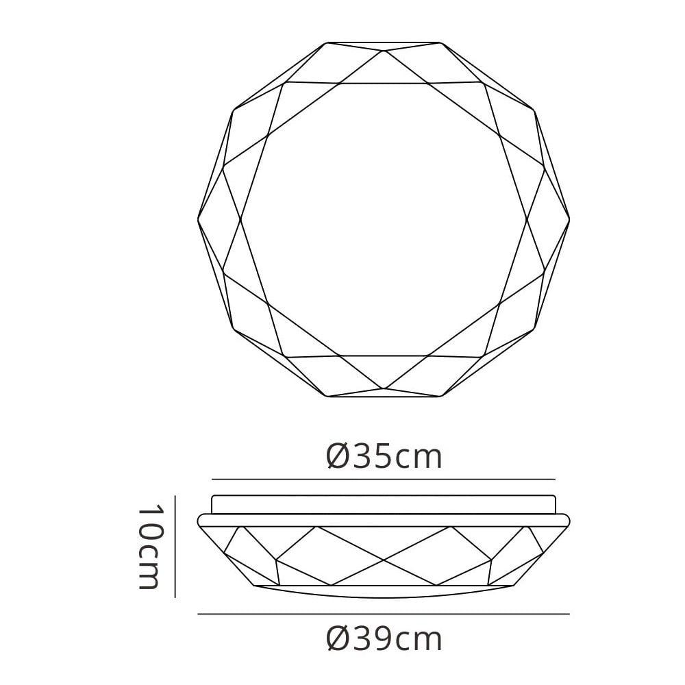 M5113 Diamante Flush Ceiling 21W LED White Acrylic