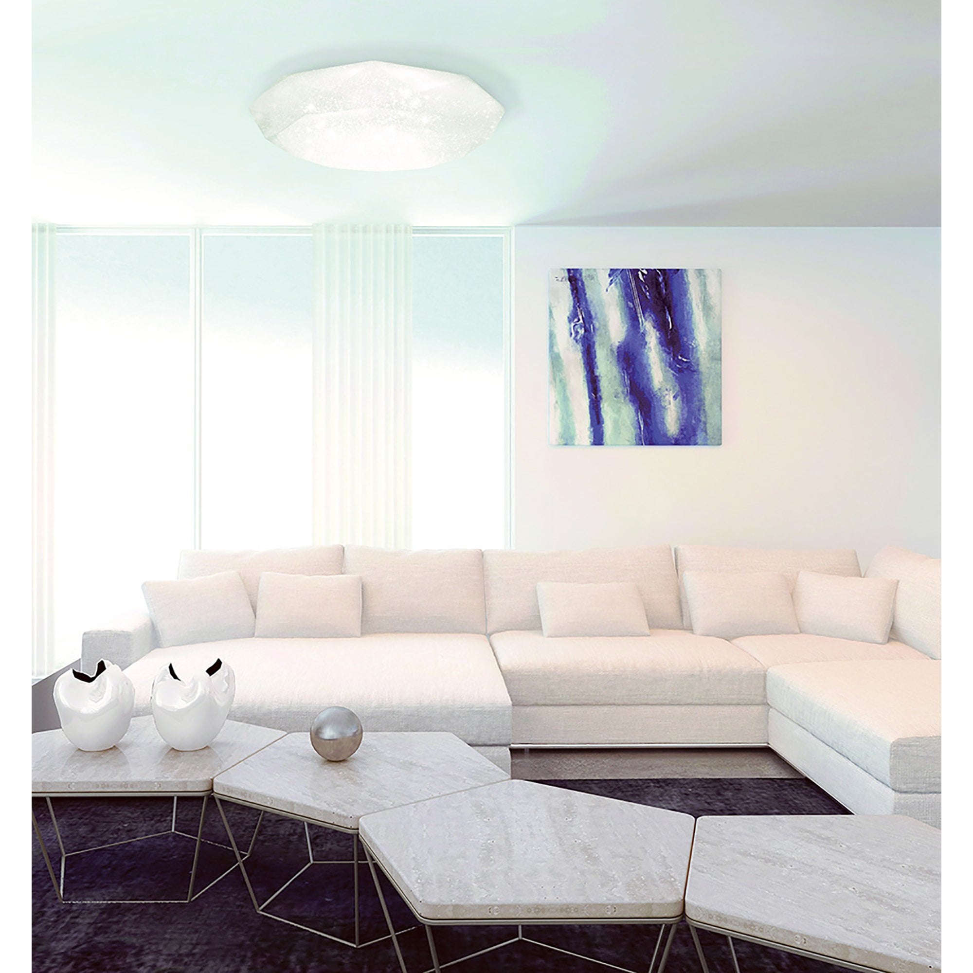 M5113 Diamante Flush Ceiling 21W LED White Acrylic