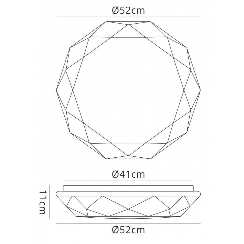 M5114 Diamante Flush Ceiling 30W LED White Acrylic