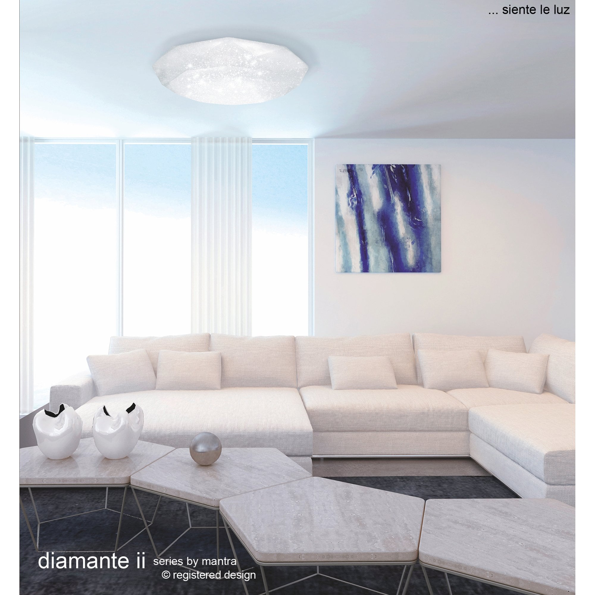 M5114 Diamante Flush Ceiling 30W LED White Acrylic