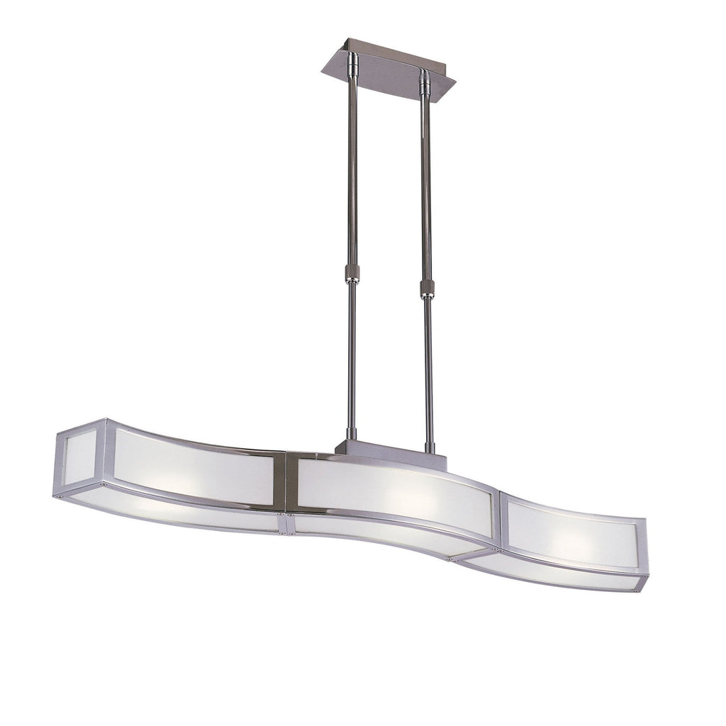 M0387 Duna E27 Linear Pendant 3 Light L1 Bar Polished Chrome White Acrylic