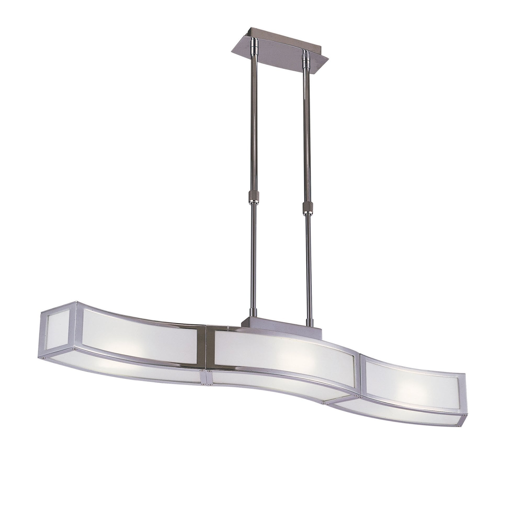 M0387 Duna E27 Linear Pendant 3 Light L1 Bar Polished Chrome White Acrylic
