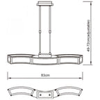 M0387 Duna E27 Linear Pendant 3 Light L1 Bar Polished Chrome White Acrylic
