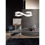 M0388 Duna E27 Rectangular Pendant 2 Arm 6 Light E27 Polished Chrome/White Acrylic