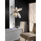 M0388 Duna E27 Rectangular Pendant 2 Arm 6 Light E27 Polished Chrome/White Acrylic