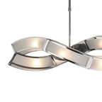 M0388 Duna E27 Rectangular Pendant 2 Arm 6 Light E27 Polished Chrome/White Acrylic