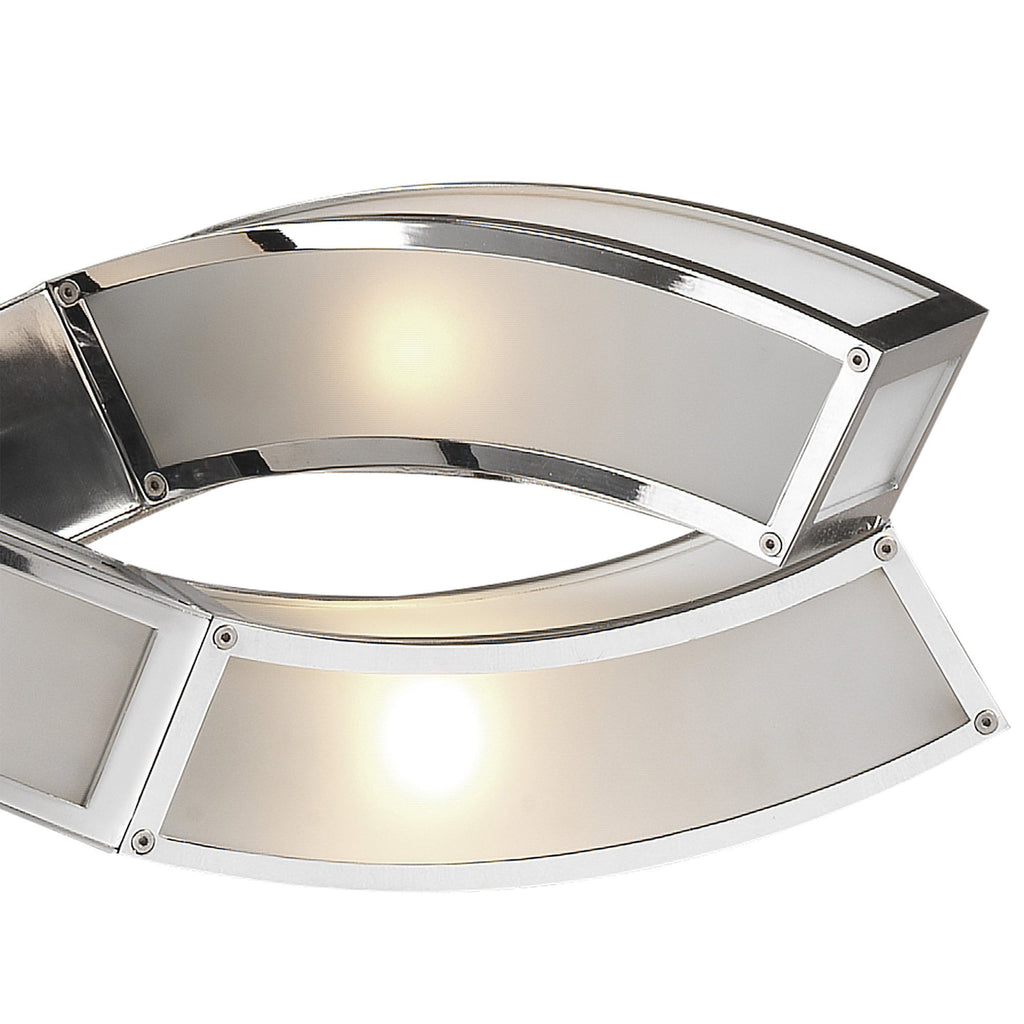 M0388 Duna E27 Rectangular Pendant 2 Arm 6 Light E27 Polished Chrome/White Acrylic
