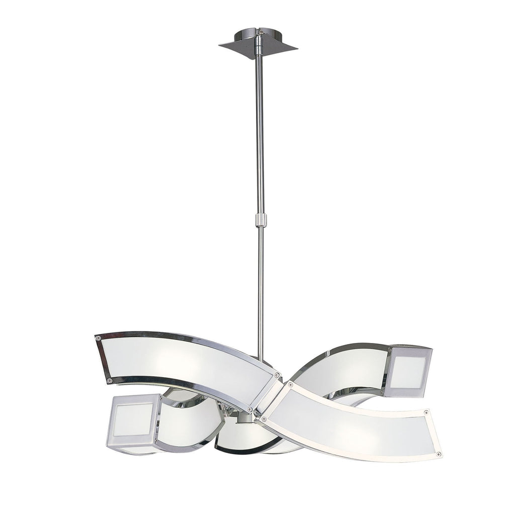 M0389 Duna E27 Pendant 3 Arm 6 Light E27 Polished Chrome/White Acrylic