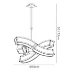 M0389 Duna E27 Pendant 3 Arm 6 Light E27 Polished Chrome/White Acrylic