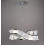 M0389 Duna E27 Pendant 3 Arm 6 Light E27 Polished Chrome/White Acrylic