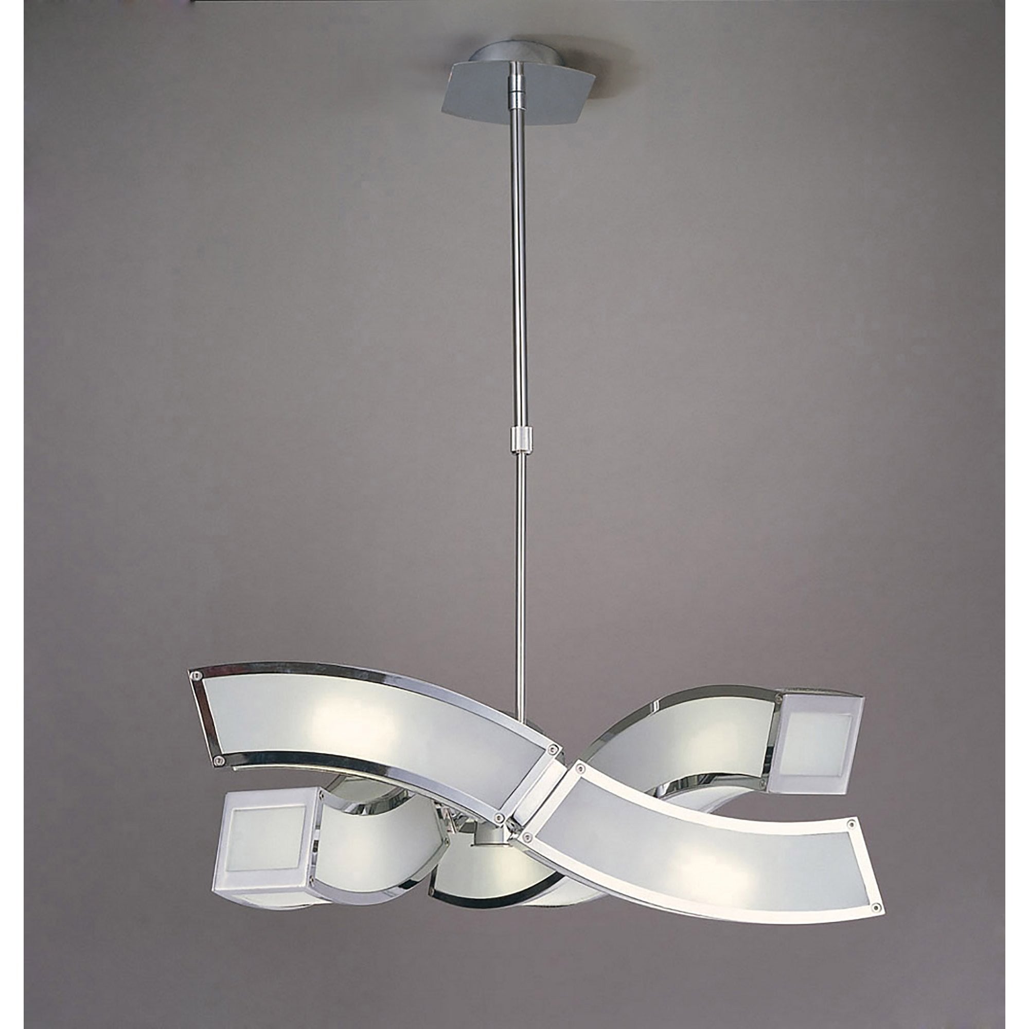 M0389 Duna E27 Pendant 3 Arm 6 Light E27 Polished Chrome/White Acrylic