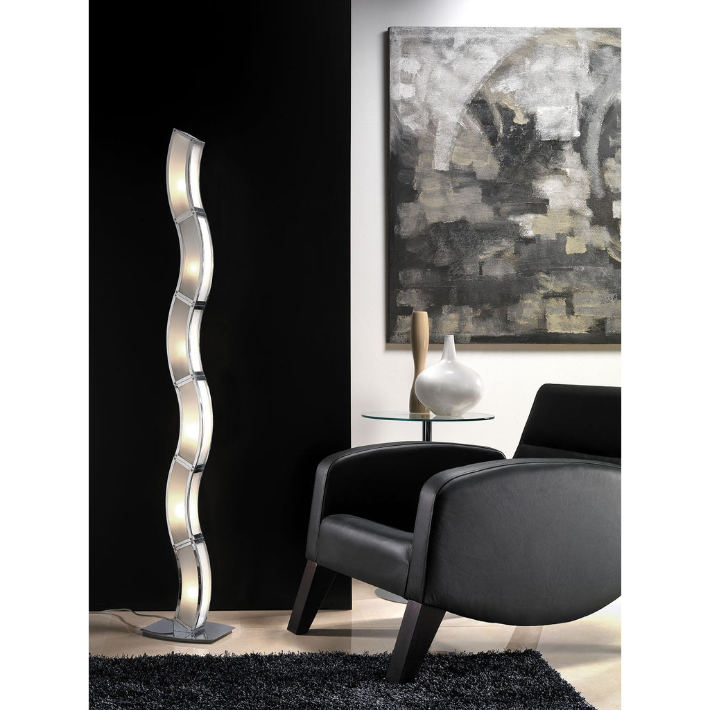 M0389 Duna E27 Pendant 3 Arm 6 Light E27 Polished Chrome/White Acrylic