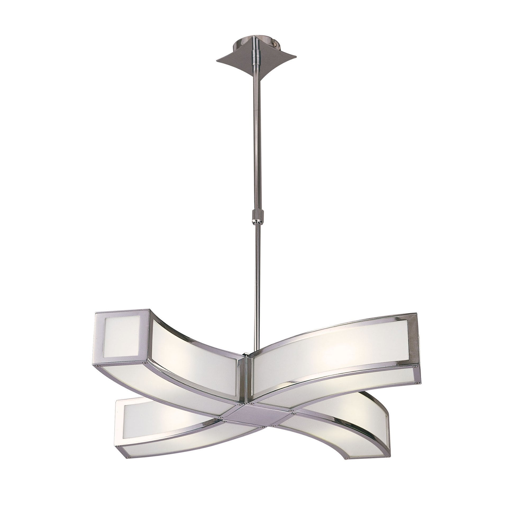 M0390 Duna E27 Pendant 4 Light L1 Curved Polished Chrome/White Acrylic