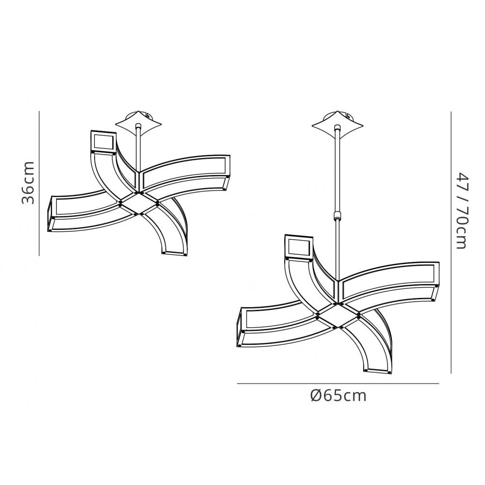 M0390 Duna E27 Pendant 4 Light L1 Curved Polished Chrome/White Acrylic