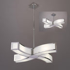 M0390 Duna E27 Pendant 4 Light L1 Curved Polished Chrome/White Acrylic