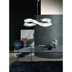 M0390 Duna E27 Pendant 4 Light L1 Curved Polished Chrome/White Acrylic