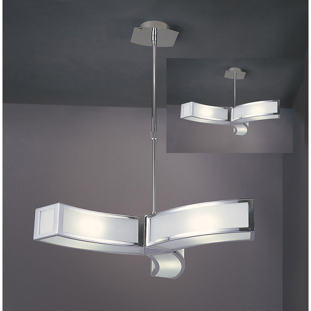 M0391 Duna E27 Pendant 3 Light L1 Polished Chrome/White Acrylic