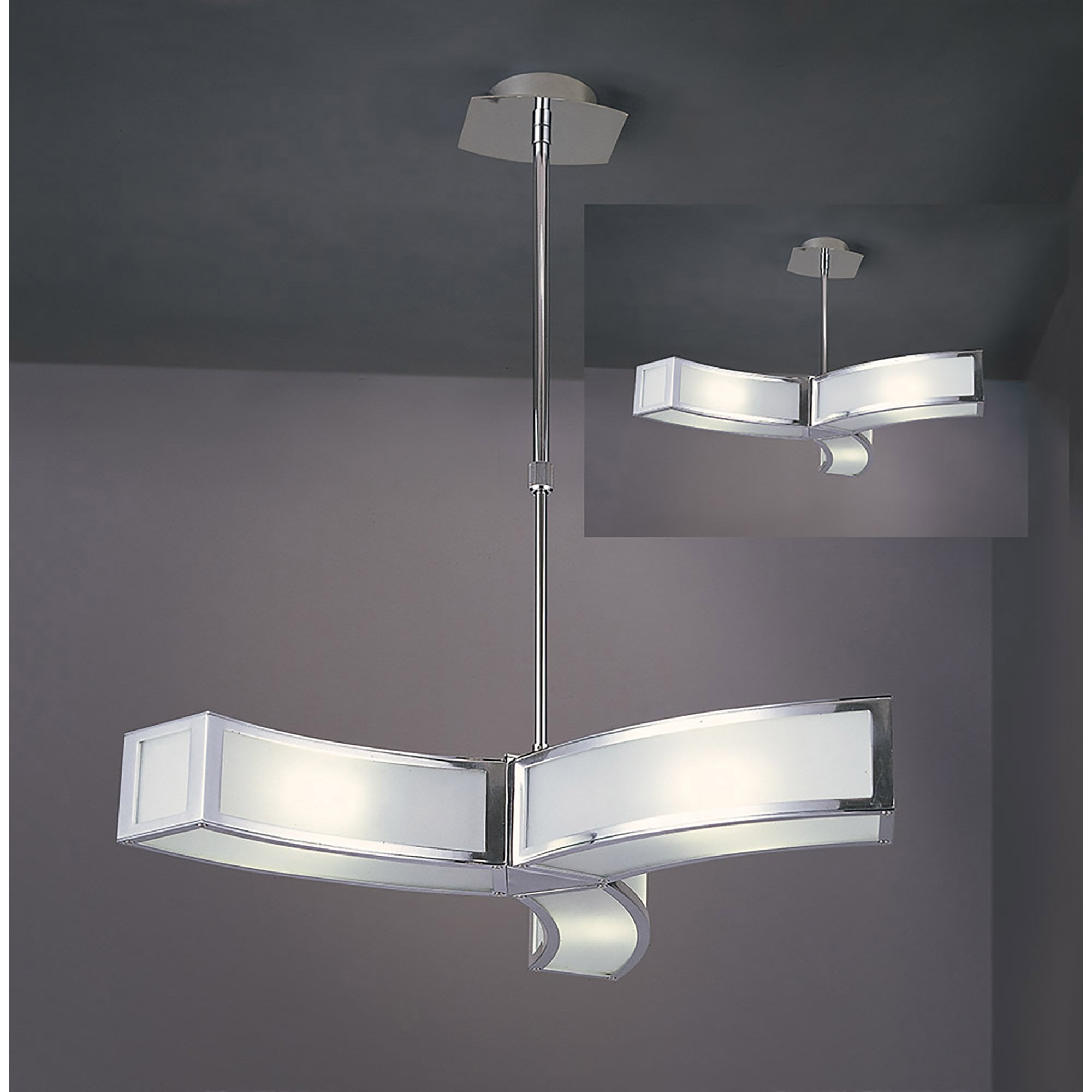 M0391 Duna E27 Pendant 3 Light L1 Polished Chrome/White Acrylic