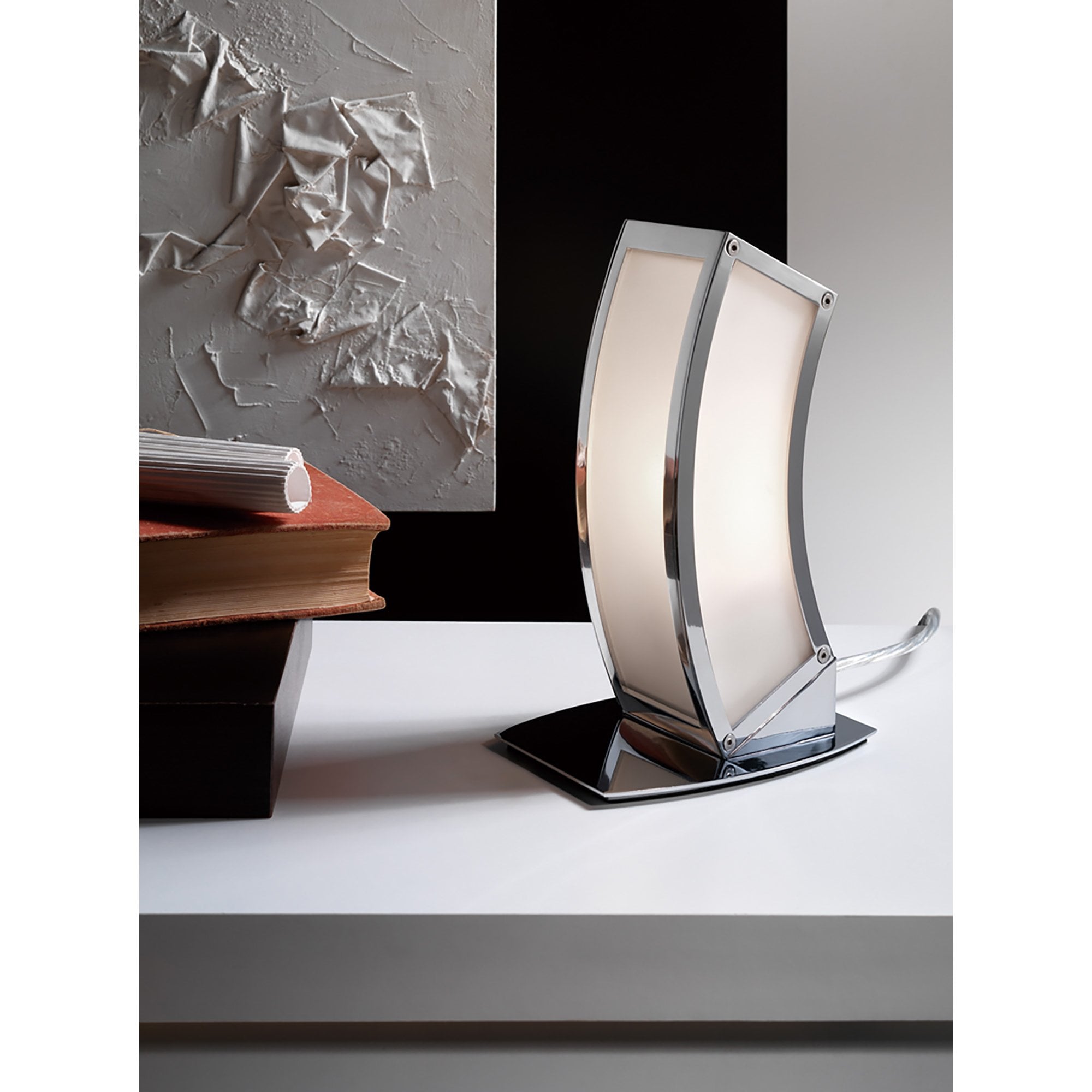 M0393 Duna E27 Wall Lamp 1 Light E27 Polished Chrome/White Acrylic