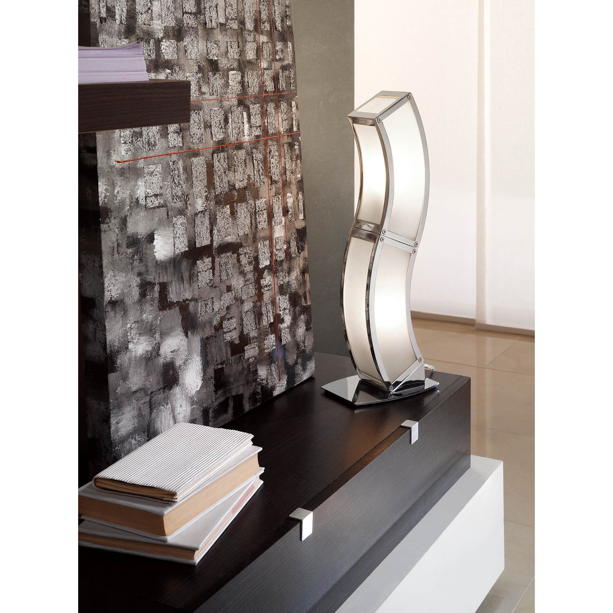 M0393 Duna E27 Wall Lamp 1 Light E27 Polished Chrome/White Acrylic