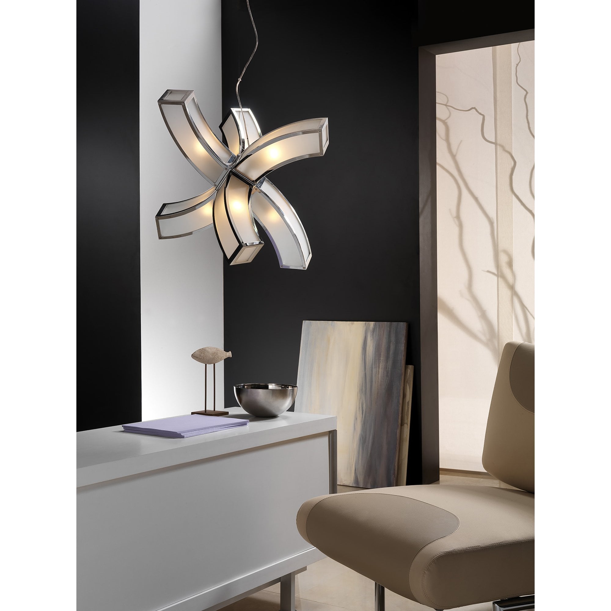 M0393 Duna E27 Wall Lamp 1 Light E27 Polished Chrome/White Acrylic