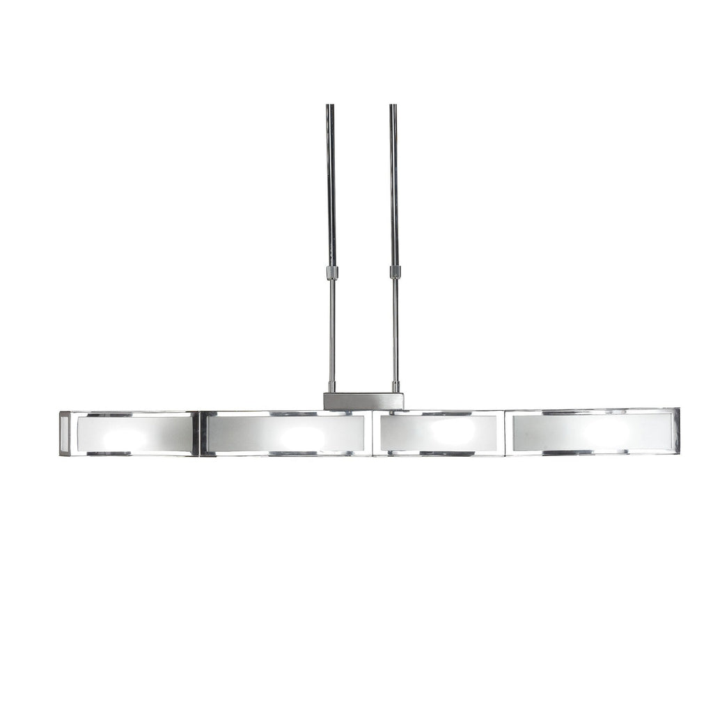 M0397 Duna E27 Linear Pendant 4 Light E27 Bar Polished Chrome White Acrylic