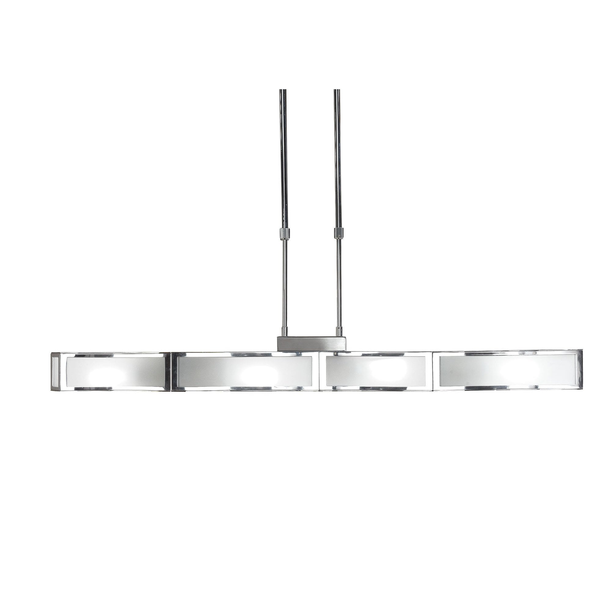 M0397 Duna E27 Linear Pendant 4 Light E27 Bar Polished Chrome White Acrylic