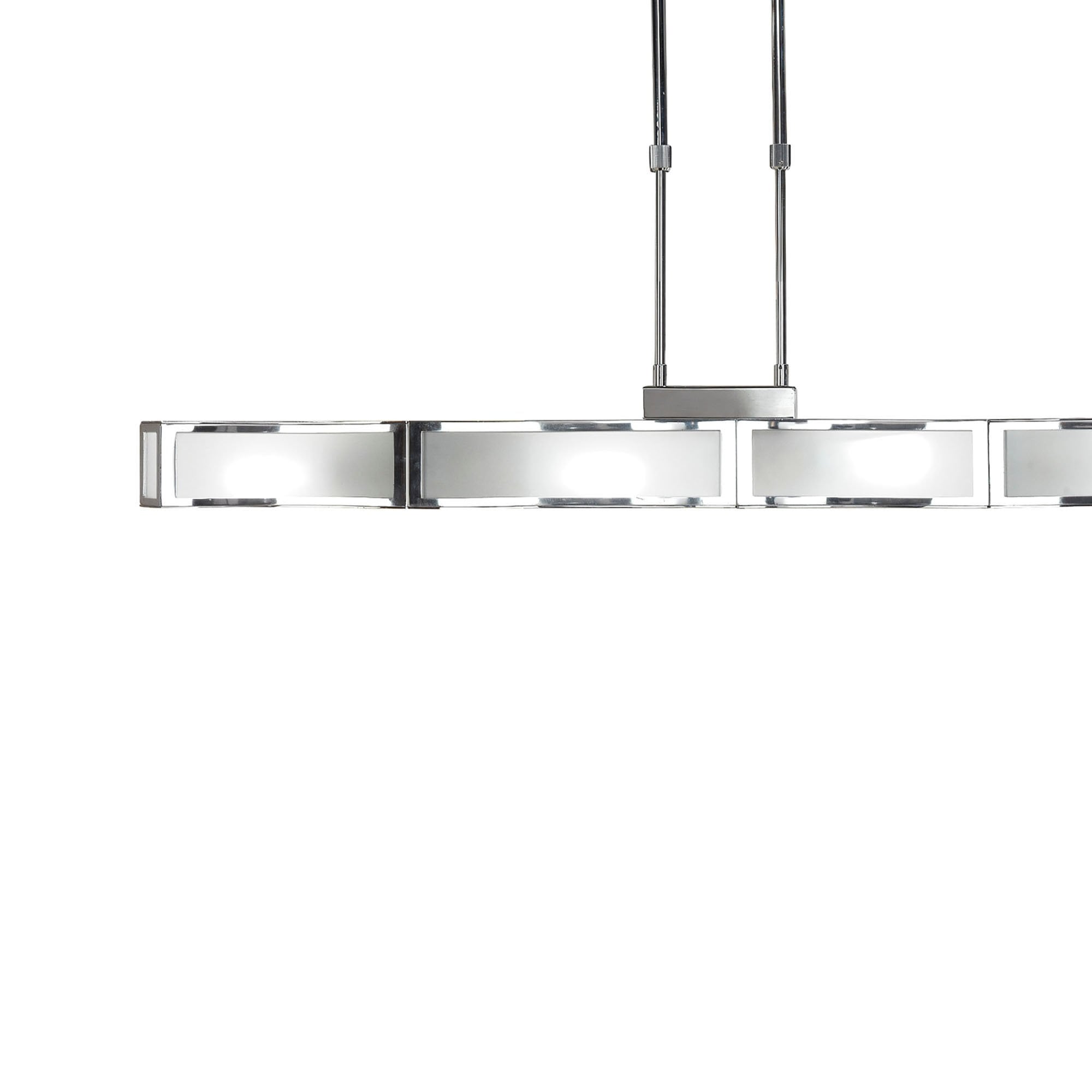 M0397 Duna E27 Linear Pendant 4 Light E27 Bar Polished Chrome White Acrylic