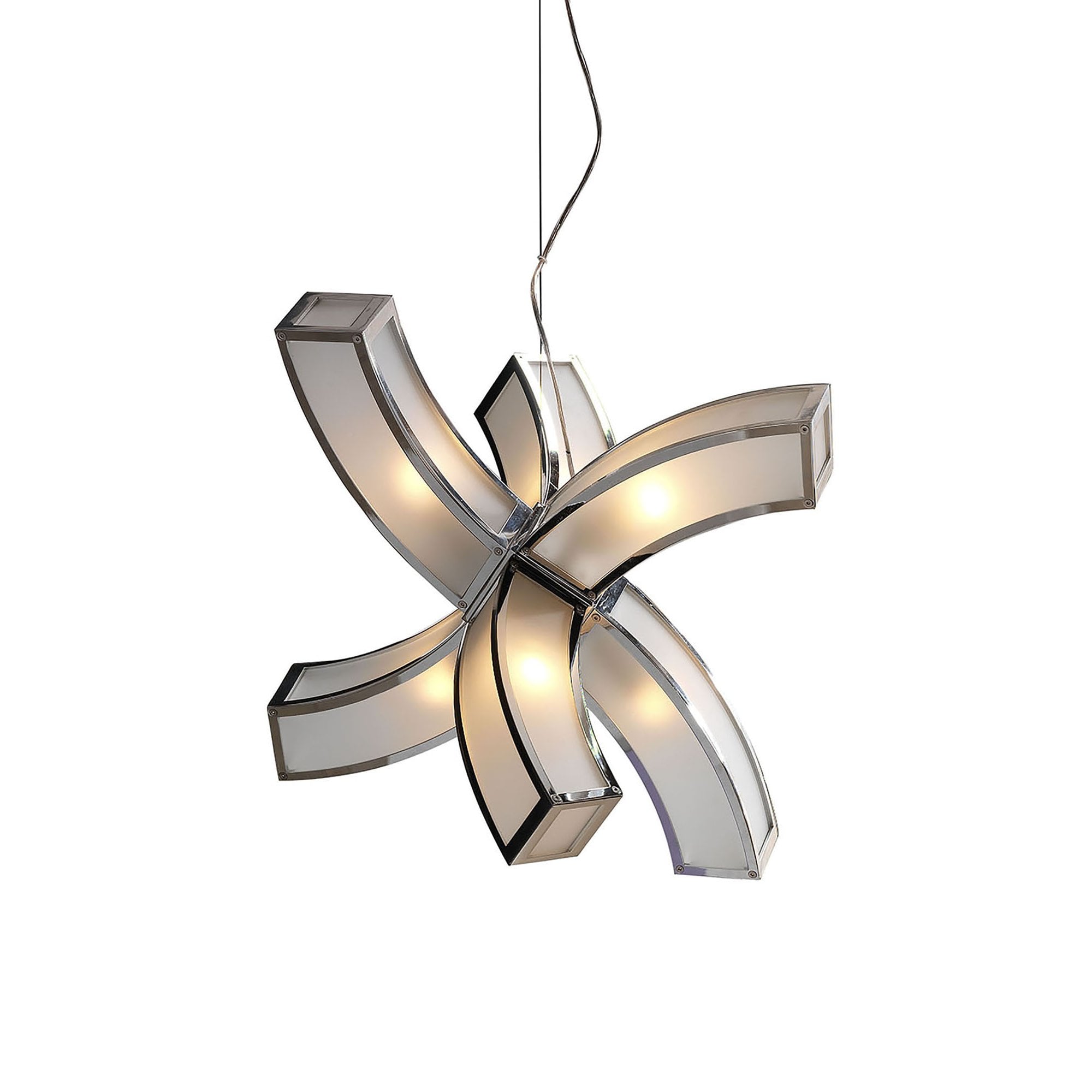 M0398 Duna E27 Pendant 6 arms 6 Light E27 Polished Chrome/White Acrylic
