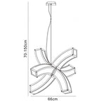 M0398 Duna E27 Pendant 6 arms 6 Light E27 Polished Chrome/White Acrylic