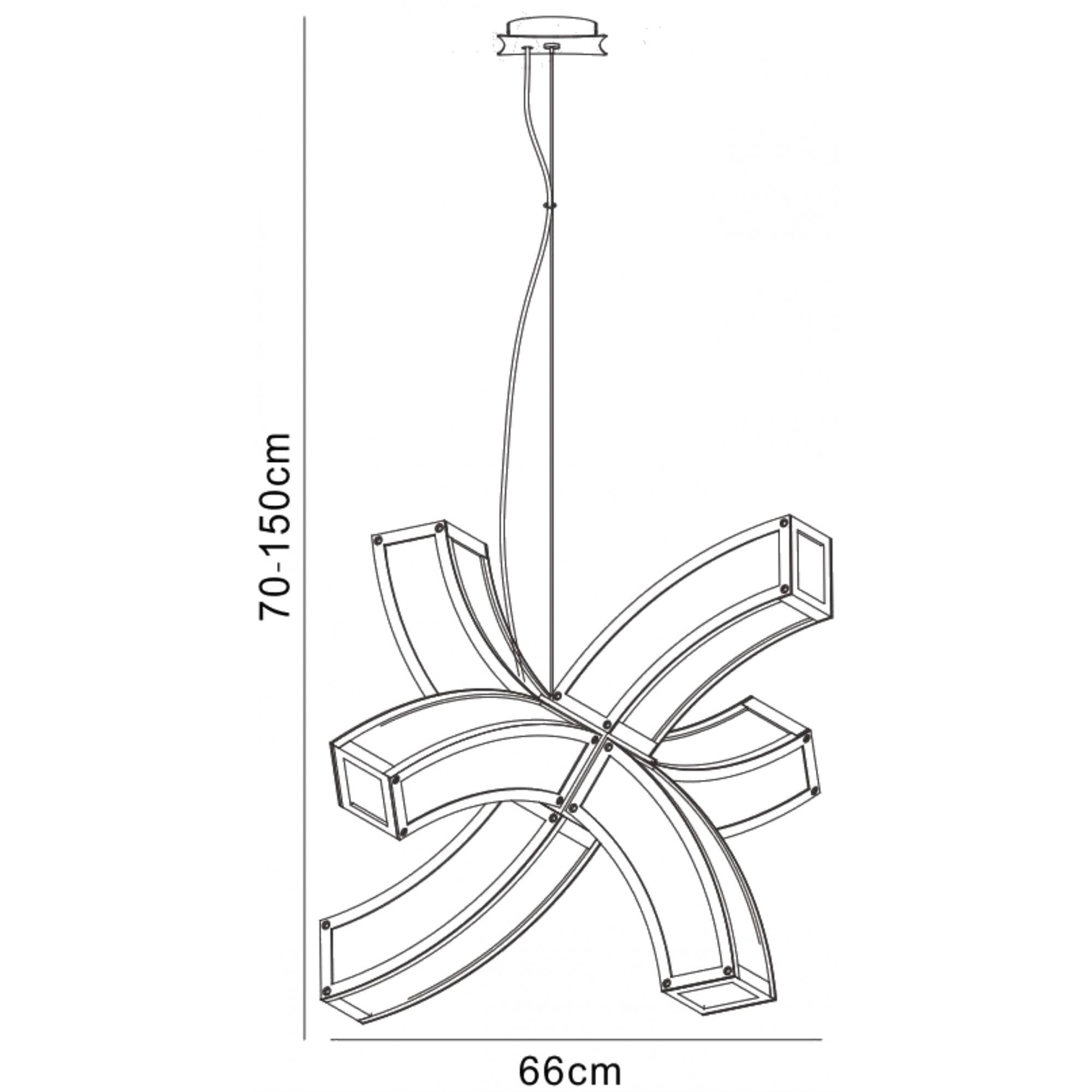 M0398 Duna E27 Pendant 6 arms 6 Light E27 Polished Chrome/White Acrylic