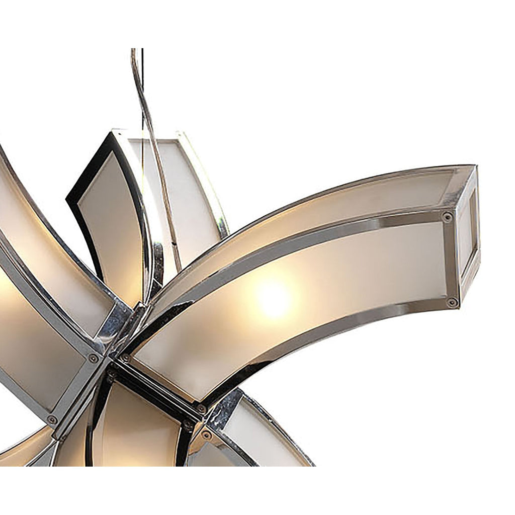 M0398 Duna E27 Pendant 6 arms 6 Light E27 Polished Chrome/White Acrylic